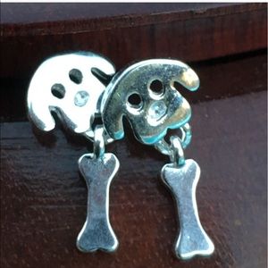 Silver plated dog and bone earrings 🐶 🦴